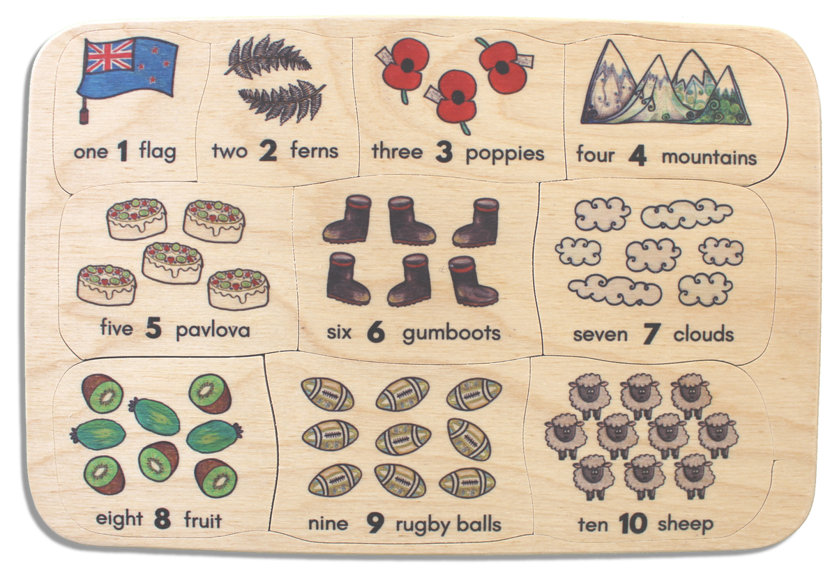 Wooden Kiwi Count to Ten puzzle Kiwi Made Toys